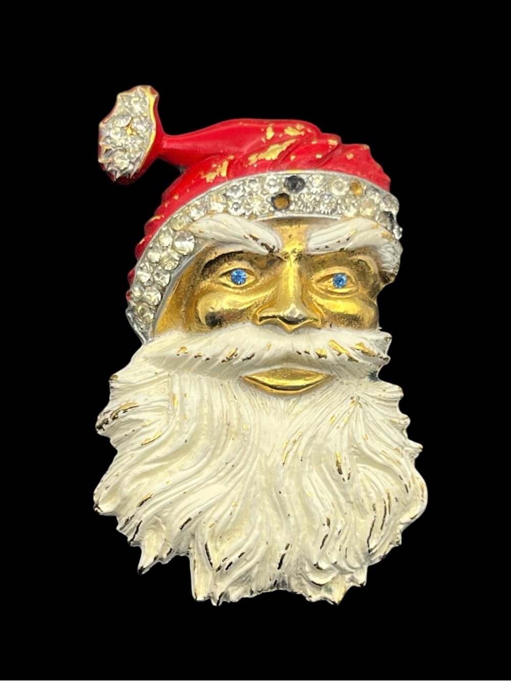 Weiss Santa Claus Christmas holiday rhinestone enamel vintage brooch pin